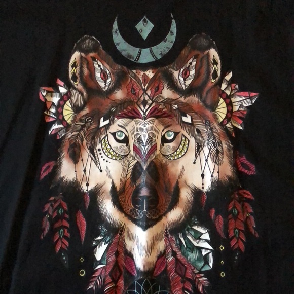 RTP APPAREL Other - NWOT RTP APPAREL 🐺 BLACK 100% COTTON TRIBAL SPIRITUAL WOLF DOG TSHIRT Men’s XL